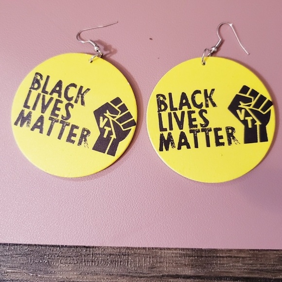 Jewelry - BLACK LIVES MATTER yellow and black dangle earring
